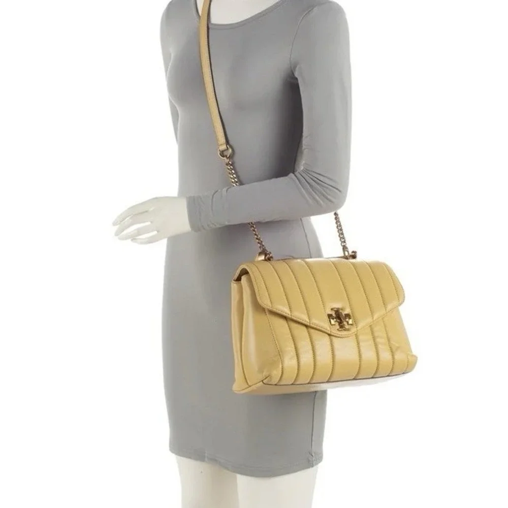 Tory Burch Kira Quilted Medium Top Handle Satchel Crossbody In  Beeswax 798$ New